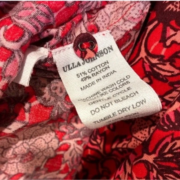 Ulla Johnson / Hana floral high neck ruffle Dress in red poppy mini 0 - Picture 10 of 10